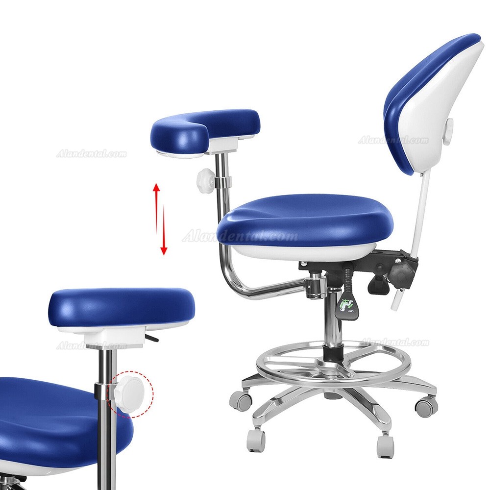 QIYUAN QY-600M-B2 Mobile Dental Assistant Stool Dental Operator Chair 360° Rotation Armrest